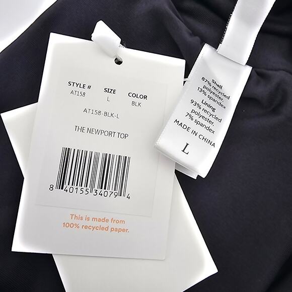 Andie Swim Womans size L The Newport Bikini Top in Black Bandeaux Style NEW - Picture 6 of 7